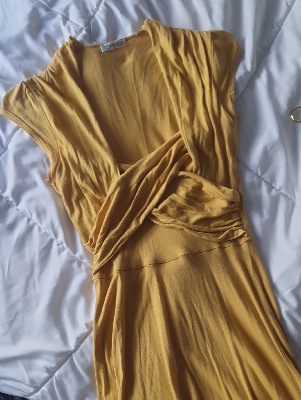 Topshop Mustard Wrap-Style Midi Dress
